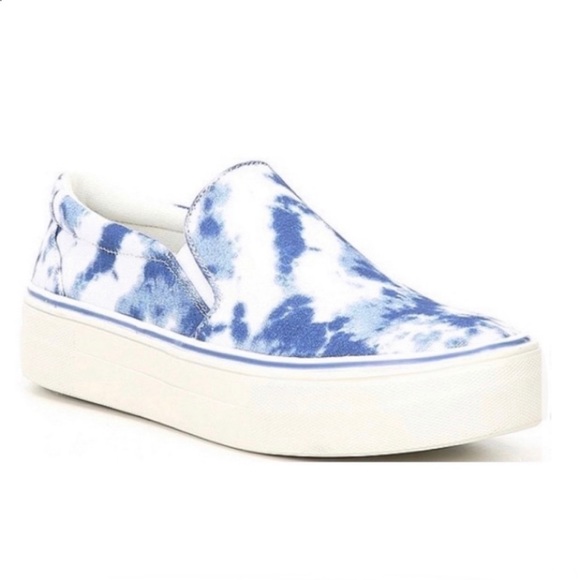 Steve Madden Gills-C Blue white tie dye platform slip on Sneakers - Picture 4 of 4